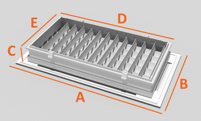 Baillindustrie - Grille soufflage double deflexion - Dimensions grilles DD800X200